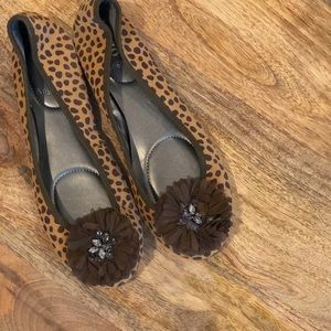 Enzo Angiolini Leopard Spotted Rhinestone Flats